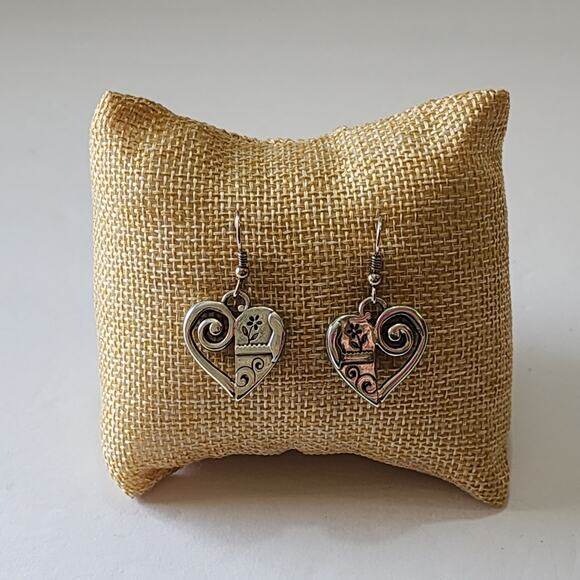 Brighton Scrolled Heart French Wire Dangle Earrings - Picture 1 of 7